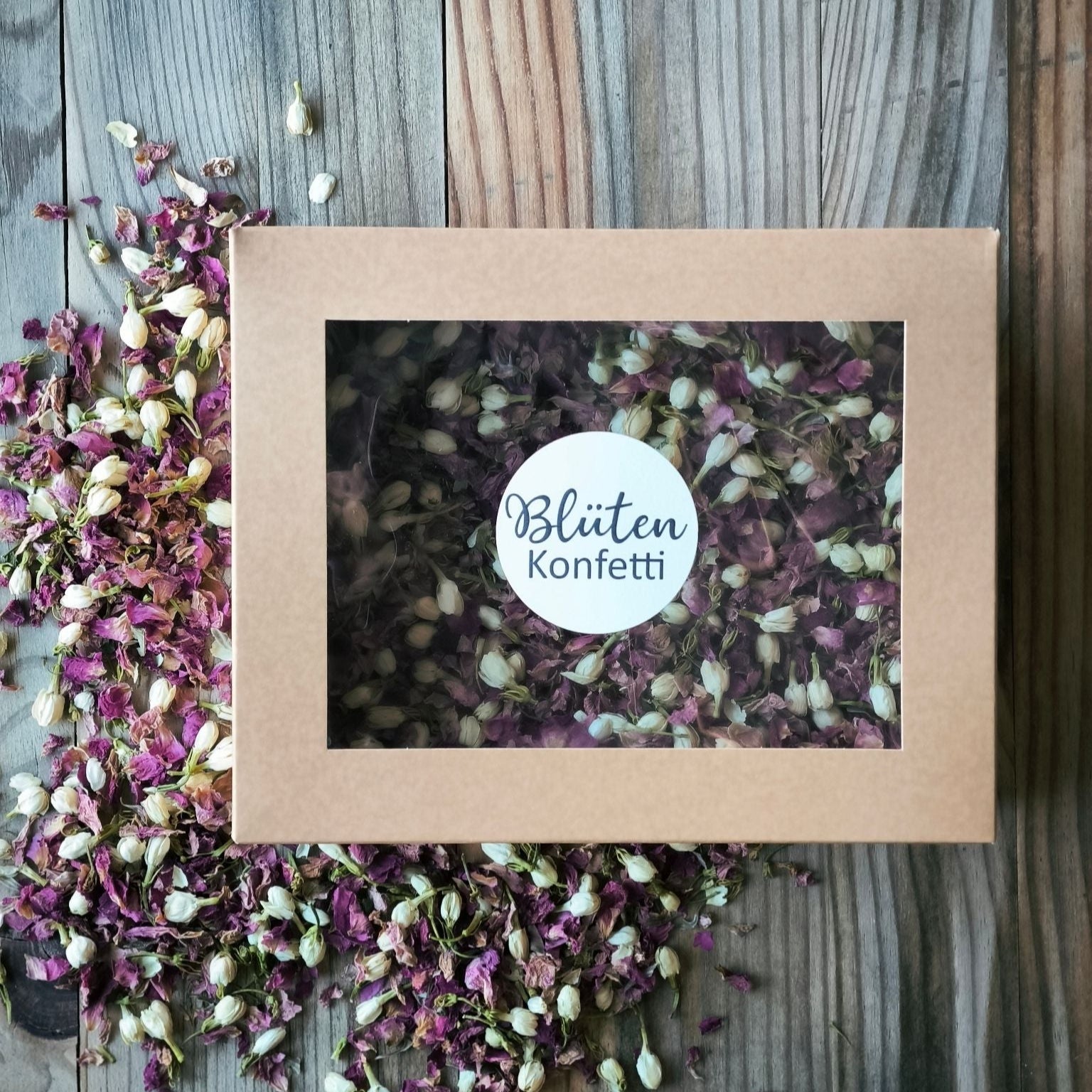 Blütenkonfetti Pink ivory in der Box