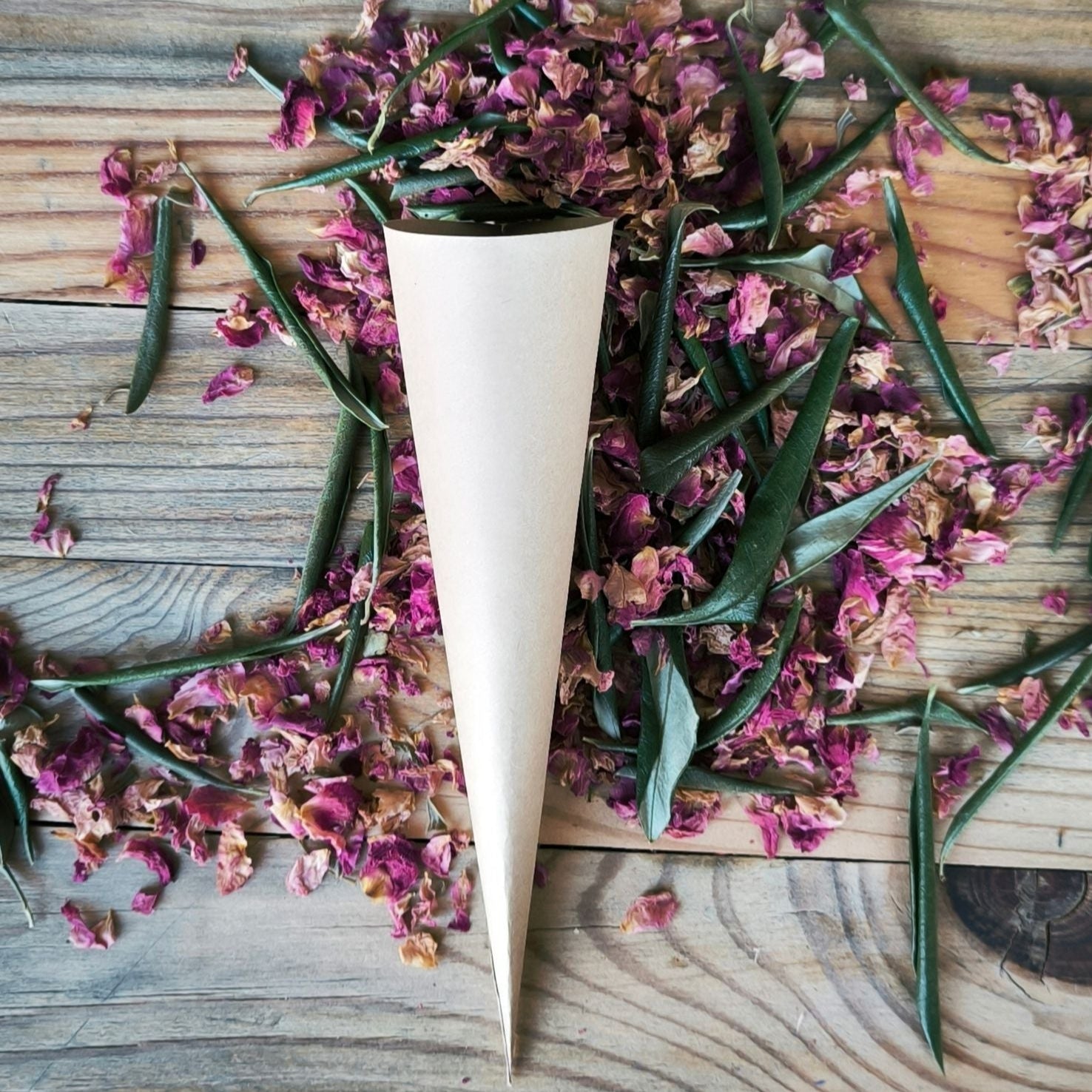 Blütenkonfetti Pink Olive in Cones kein Sticker