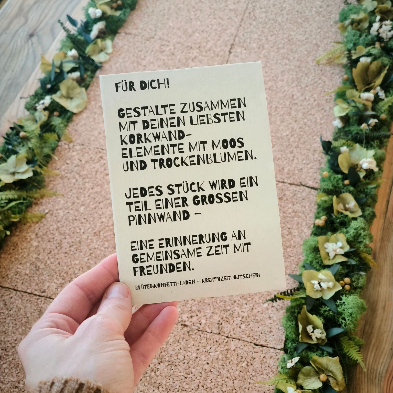 Blütenkonfetti Zeitgeschenk Gutschein Postkarten Gutschein Rückseite