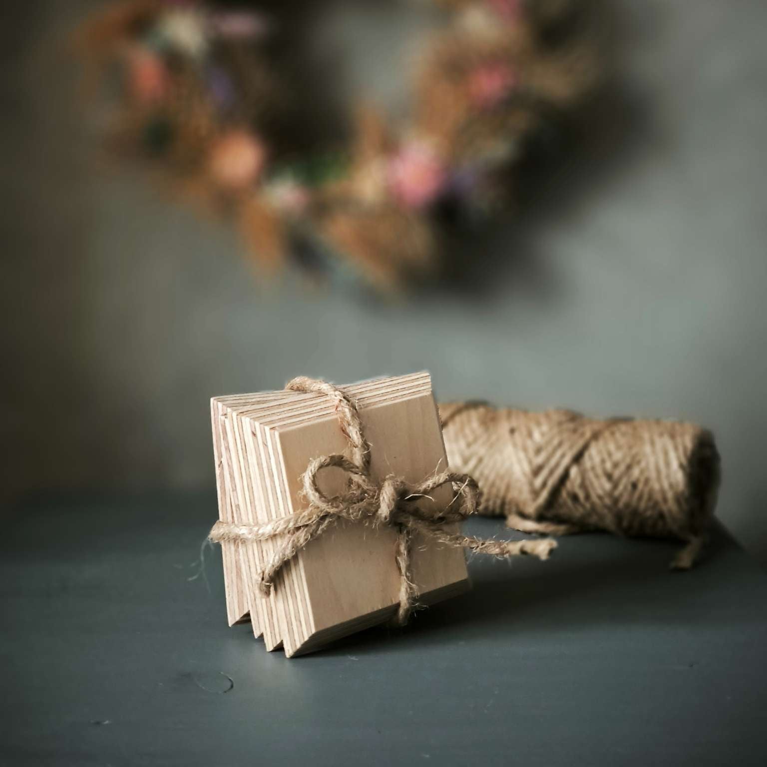 Edgewood Holzuntersetzer aus Multiplex 4er Set mit Schleife