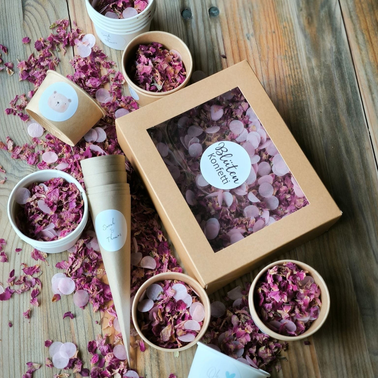 Blütenkonfetti Pink Romance mit Seidenpapier