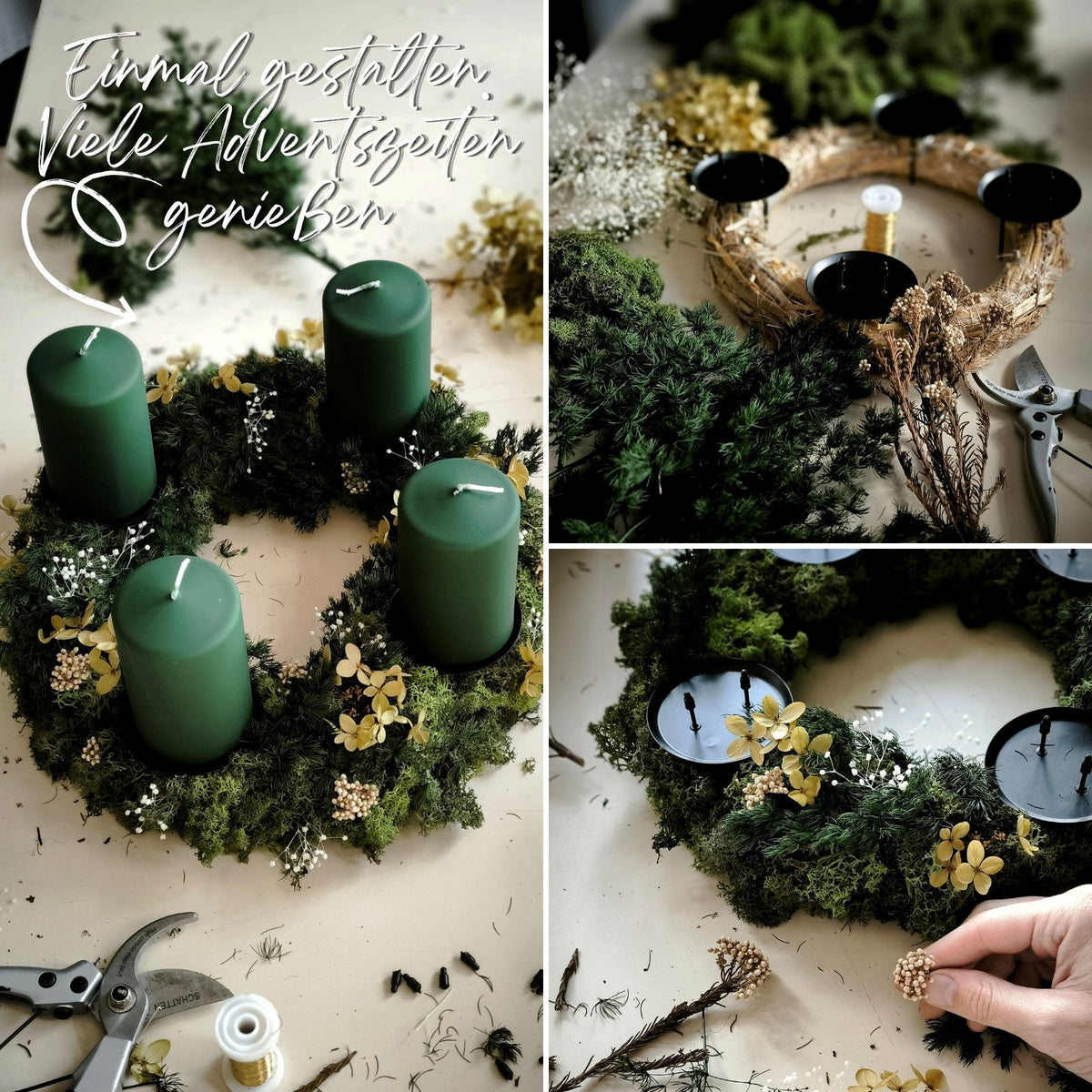 Adventskranz-Workshop für zwei in Braunschweig – mit Moos und Trockenblumen gestalten