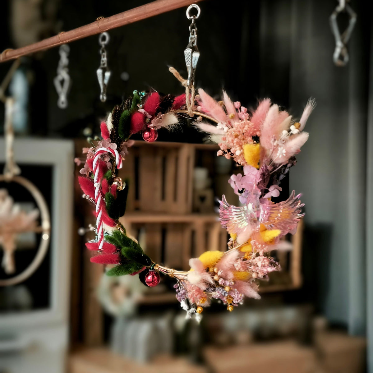 Weihnachts-Edition Trockenblumen Ring Frühling und Weihnachten