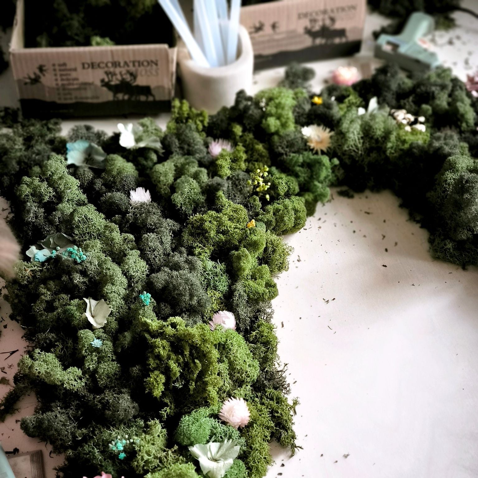 Zeitgeschenk Workshop roßes Moosbild Schritt für Schritt herstellen