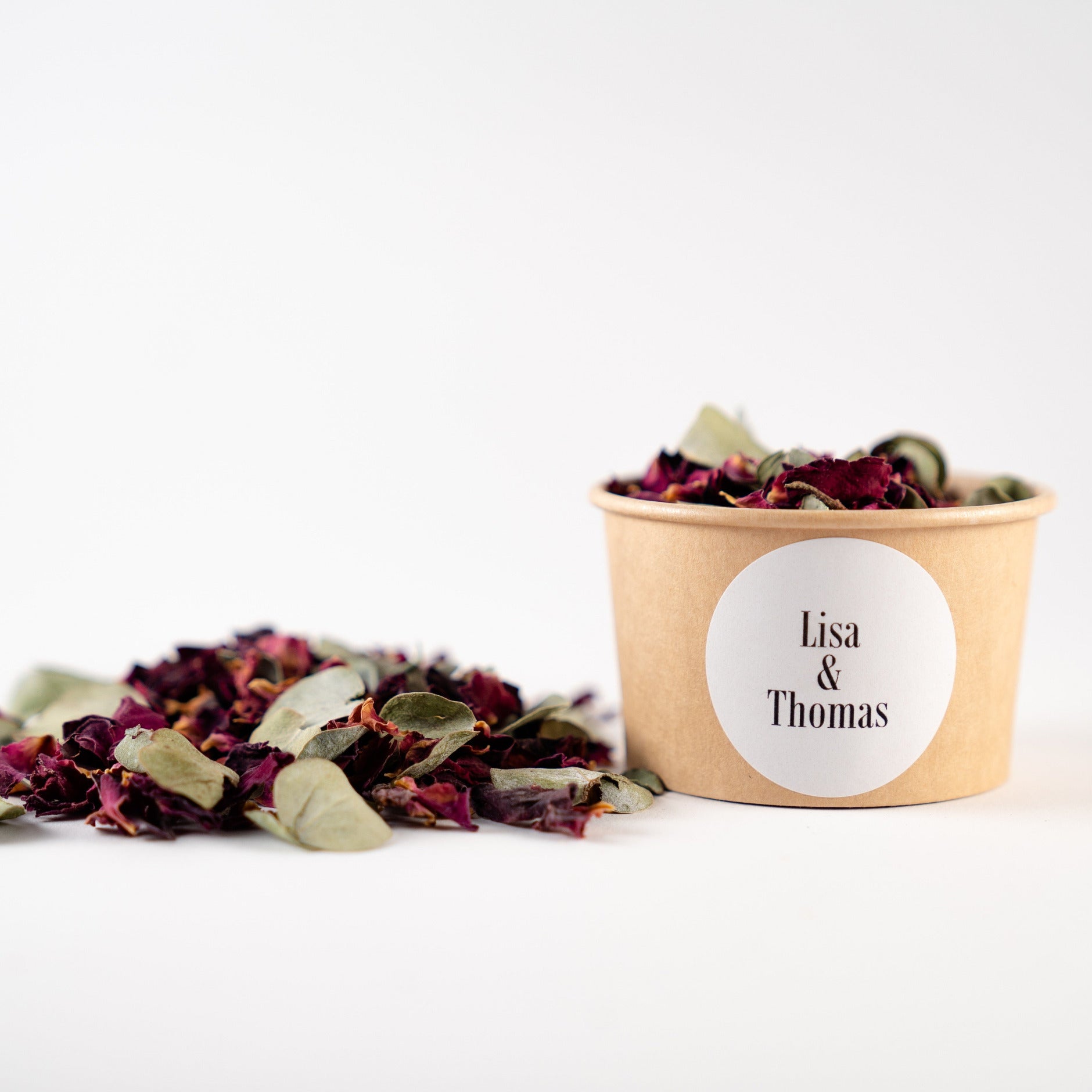 Blütenkonfetti Magic Bloom in braunen Becher 1