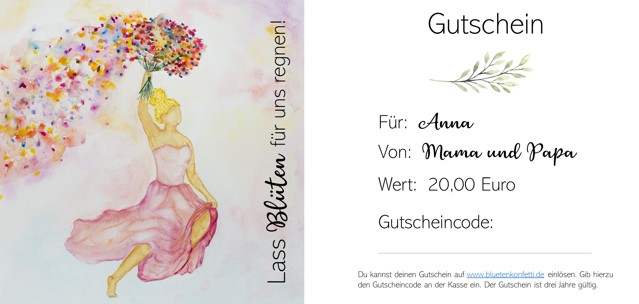 Gutschein - Frau mit Blumenstrauss