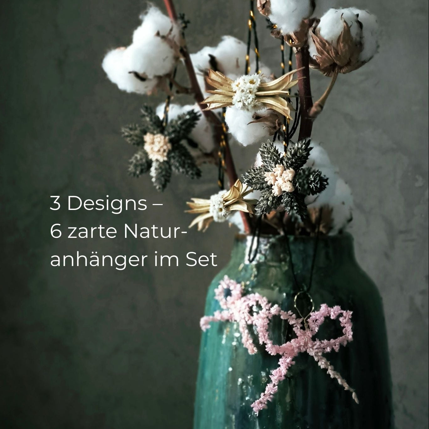 3 Designs 6 zarte Naturanhänger im Set