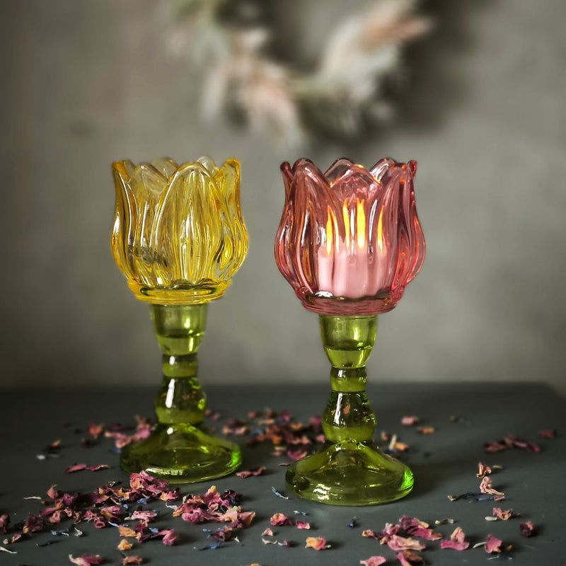 Bloomlight Teelichthalter in Tulpenform aus Glas