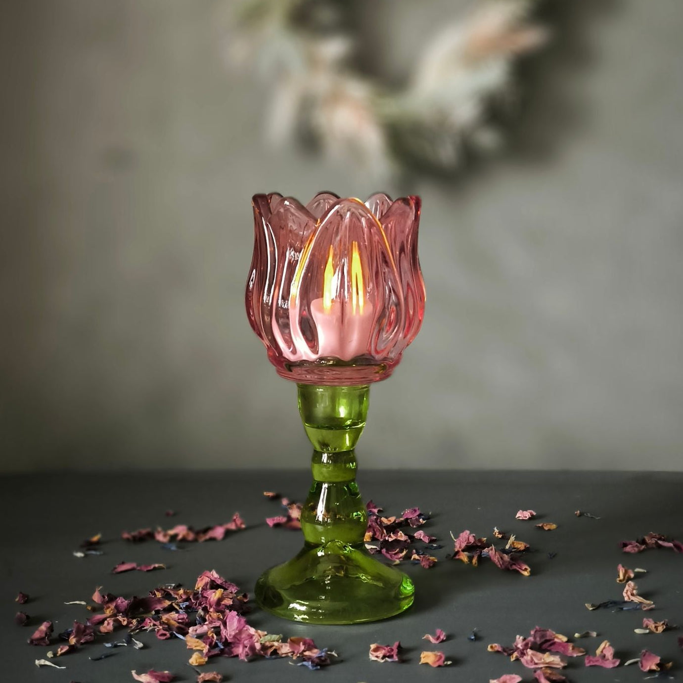 Bloomloght Teelichthalter in Tulpenform rot mit Teelicht