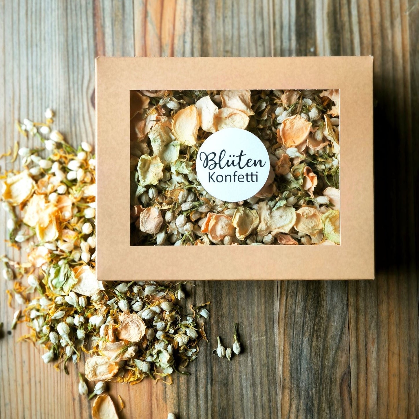 Blütenkonfetti Peach Ivory Sunshine in der Box