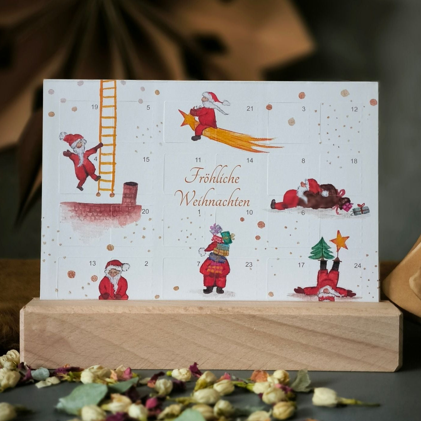 Feenfeder Postkarte Adventskalendertürchen Nahaufnahme