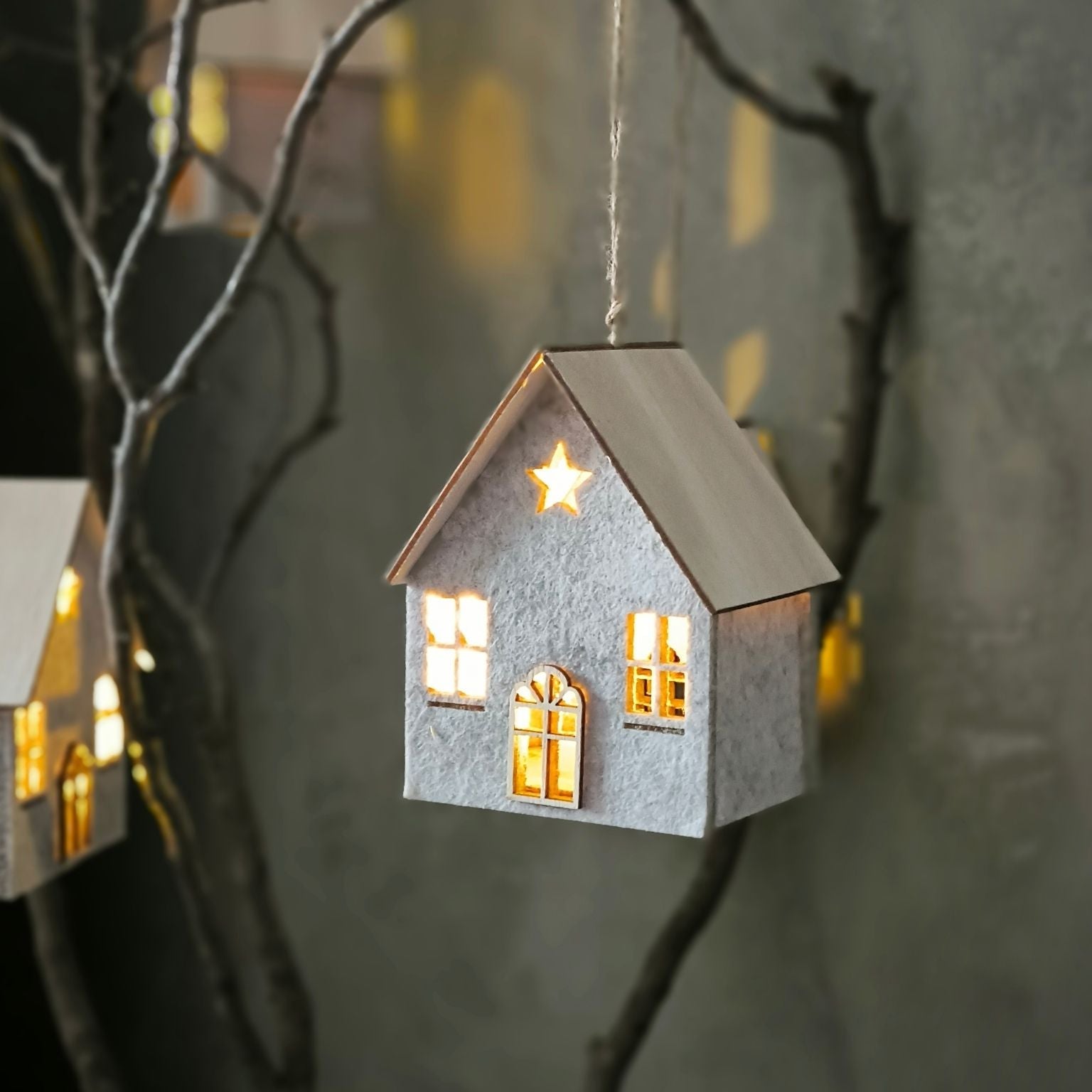 LED-Filzhäuschen Nordic Cottage Detailansicht