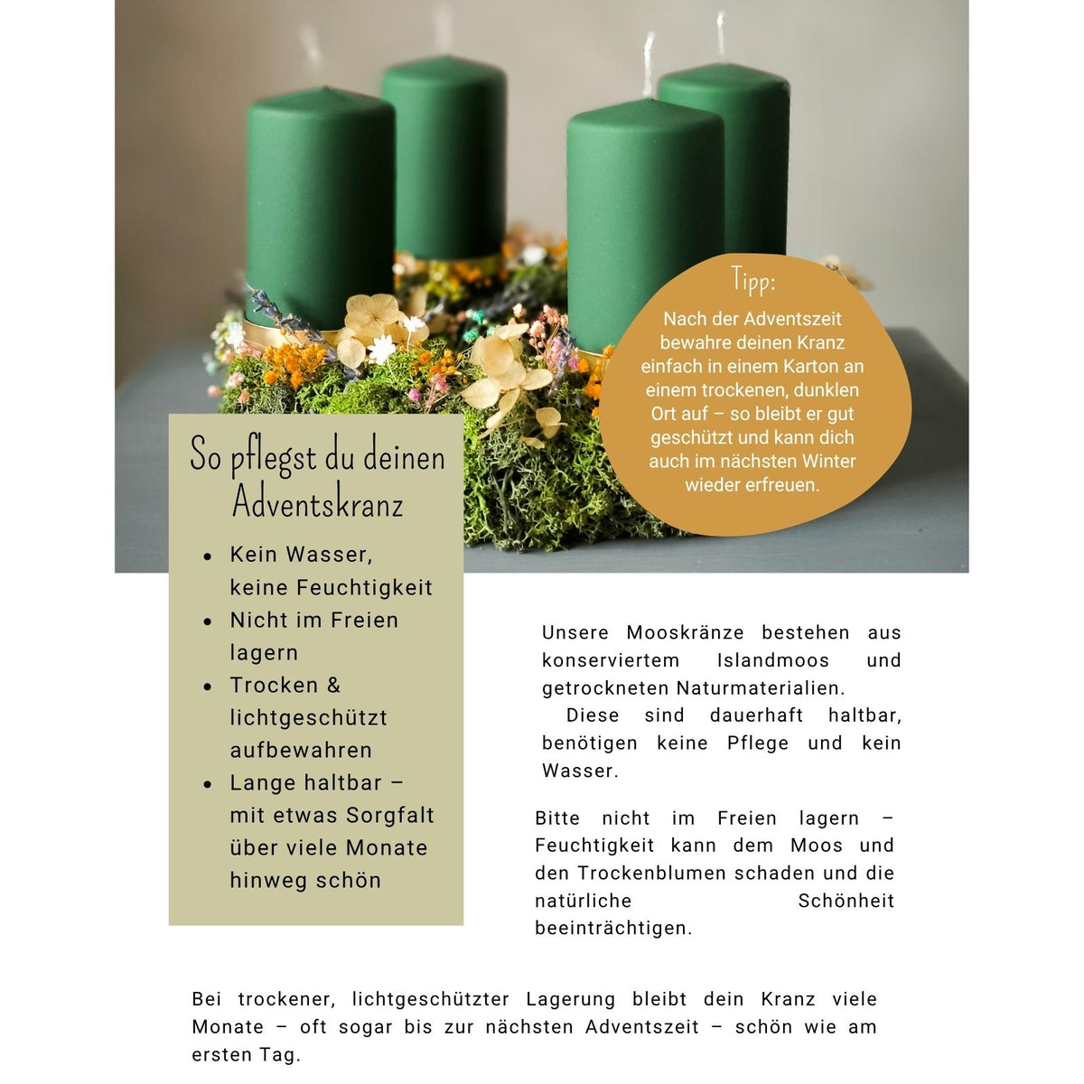 Pflegeanleitung Adventskranz 