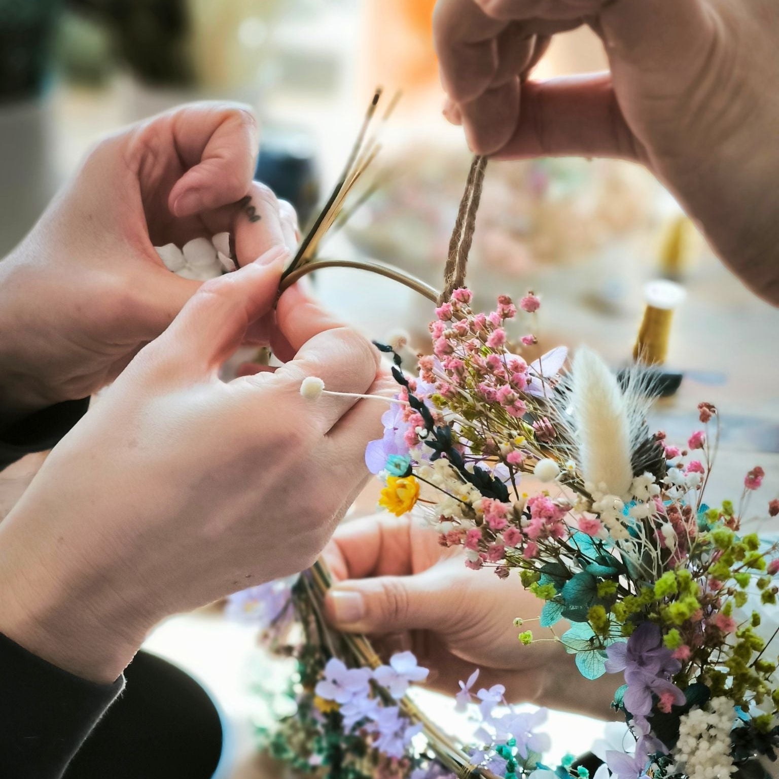 Zeitgeschenk für Gruppen Blumenring gemeinsam gestalten
