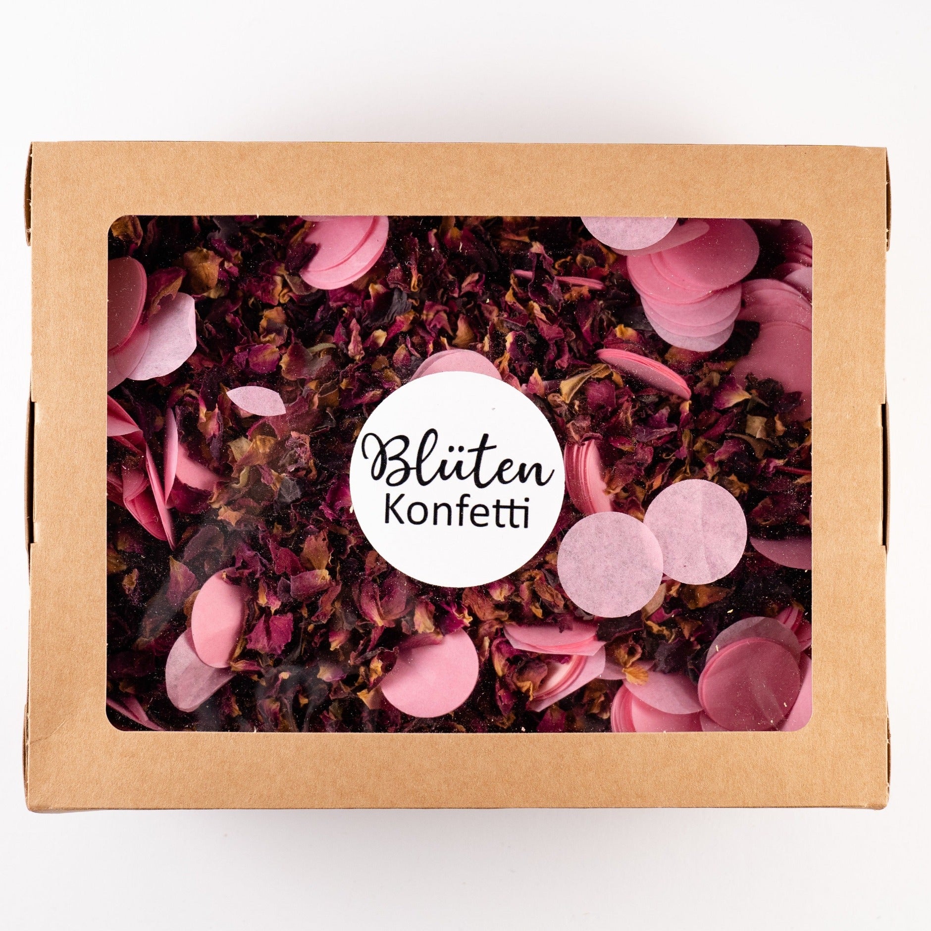 Blütenkonfetti Red Romance mit Seidenpapier in der Box