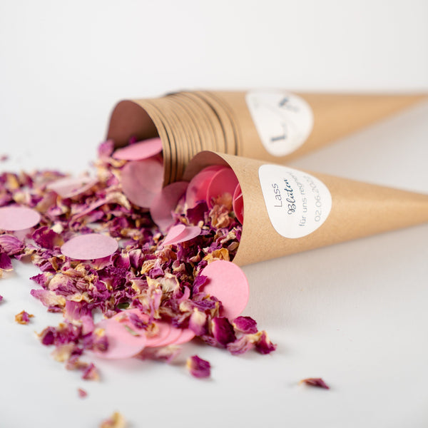 Blütenkonfetti Pink Romance mit Seidenpapier in Cones