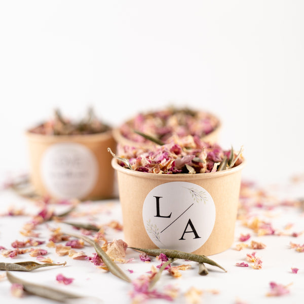 "Pink Olive" + braune Becher + personalisierter Sticker